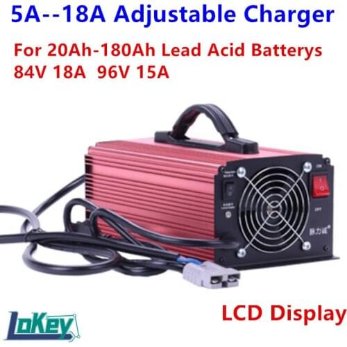 84V 18A 96V 15A lead acid battery fast adjustable Charger high voltage charger for 80Ah 100Ah 200Ah lead acid Batterys