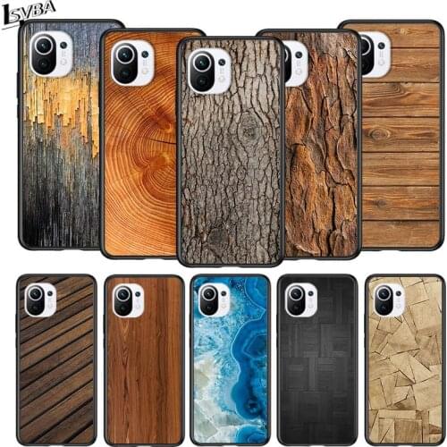 Texture Wood for Xiaomi Mi 11 10T Note10 Ultra 5G 9 9T SE 8 A3 A2 A1 6X Pro Play F1 Lite 5G Black Phone Case