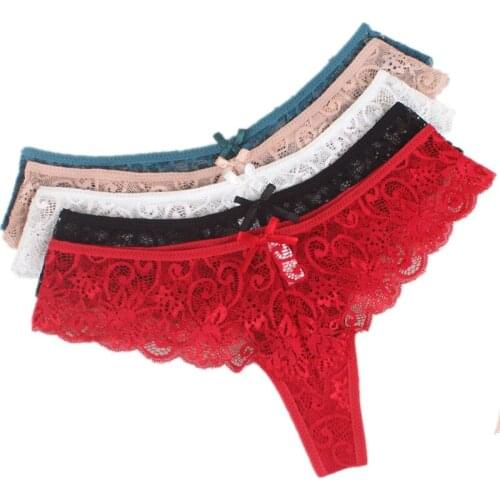 5PCS Sexy Underwear Transparent Thongs T-Back Women Panties Lace G-Strings Ladies Panties Calcinha Tanga Sexy Lingerie