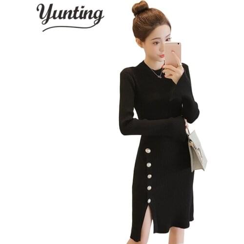 Woman Casual Knit Sweater Solid Color Sweater Slim Lady Dress Autumn Winter New