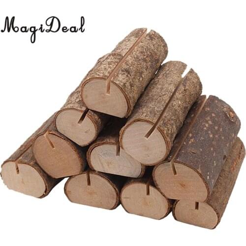 10pcs Rustic Wood Place Card Holder Party Wedding Table Name Card Holder