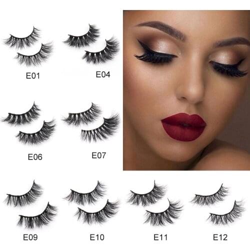 100% Handmade Natural Cross Eye Lashes Wispy Makeup Extention Tools 3D Mink Hair Volume Soft False Eyelashes E Series