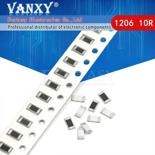 100PCS 1206 SMD Resistor 1% 10 ohm chip resistor 0.25W 1/4W 10R