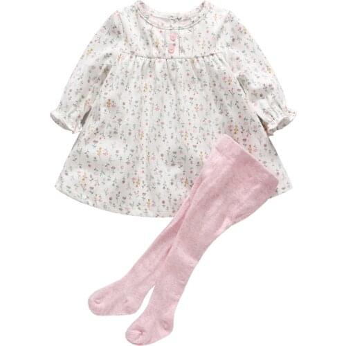 2020 Baby Girl Clothing Sets 0-12M Spring Autumn Baby Girl Dresses Floral One piece Baby Dresses Trousers Legging Pants