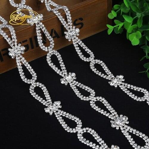 2017 New Style 1Yd Band Shape Rhinestone Craft Basic Clothing Adornment Ornament Pruning DIY Wedding Sewing Applique Adornment