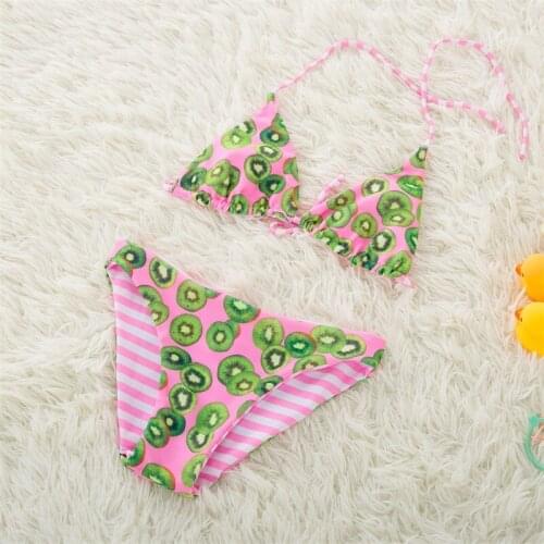 2018 Girls Swimsuit Fruit Printed Baby Girl Strapped Bathing Suit 3-8Years Children Kid Swimwear Bikini Set Summer Beach Bikini