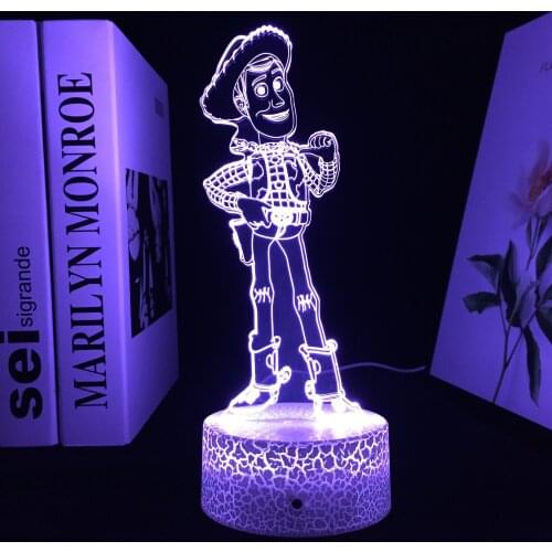 Cowboy With Hat Smiling 3D Lamp Anime Figure White Cracked Base Acrylic Light Guide Plate for Children Festival Birthday Gifts