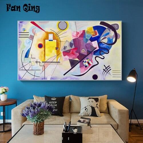 DIY 5D Diamond Painting Kandinsky abstract painting yellow red blue Full square /round Cross Stitch Rhinestone Mosaic Picture