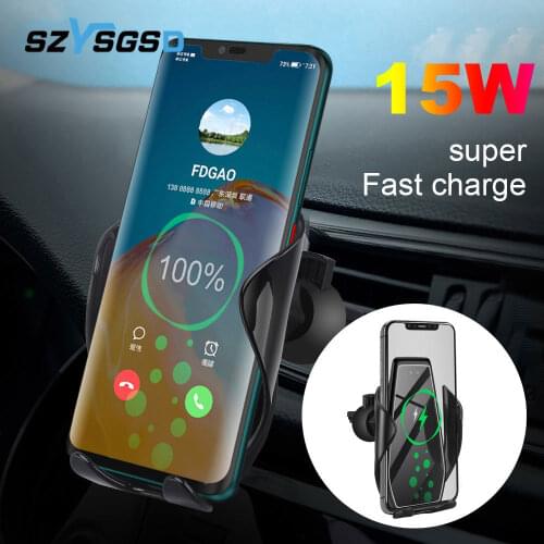 Automatic Clamping 15W Car Wireless Charger Air Vent Phone Holder Fast Charging for iPhone 12/11/XS/XR/X/ Samsung S21/S20/S10/S9