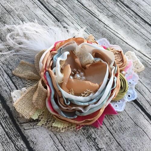 Free Shipping Big Burned Flower Girl Headband Kids Hair Accessories Photo Prop