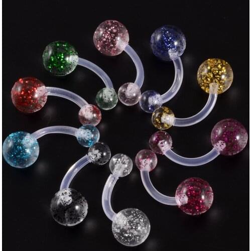CHUANCI 10 PCS Mix Color Navel Rings Mix PInk Bling Color Sexy Belly Button Ring Belly Rings Body piercing Jewelry 14G