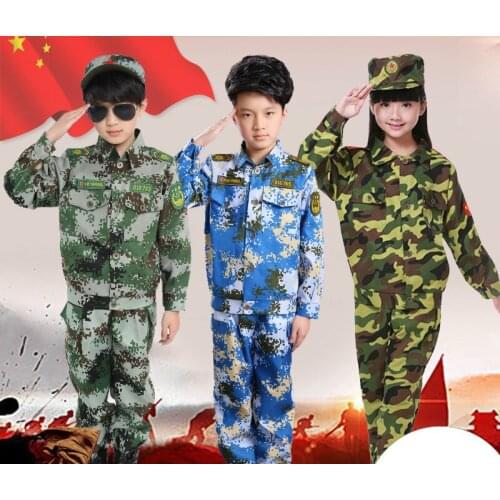 Children Camouflage Clothing Set Kids Military Uniform Girl Army Military Scouting Uniform Boy Halloween Camp Clothing Sets 90