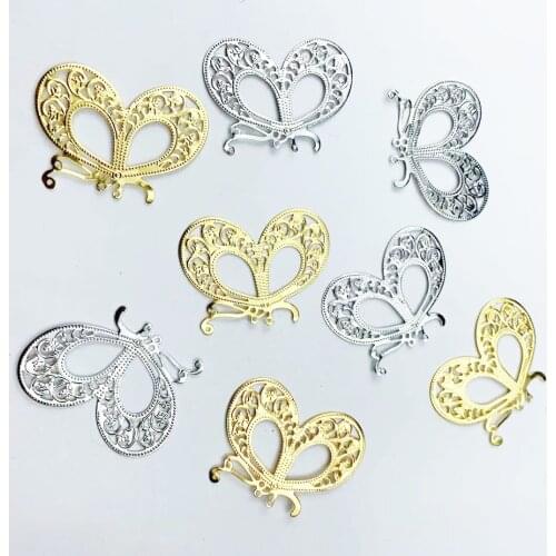 20Pcs 43x21mm Metal Crafts Flower Filigree Wraps Butterfly Connectors For DIY Embellishments Scrapbook Craft Home Decor