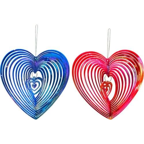 Geometric Art Heart-shaped Wind Spinner Balcony Garden Yard Art Decor wind chimes Rotating Wind Spinners Orchard Bird Catcher