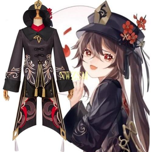 Game Genshin Impact Hu Tao Cosplay Costume Anime Outfits Dress Halloween Carnival Women Girl Uniforms