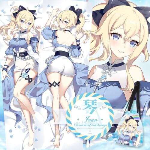 Game Genshin Impact Jean Gunnhildr Dakimakura 2WAY Hugging Body Pillow Case Japanese Anime Otaku Pillow Cushion Cover Xmas Gifts