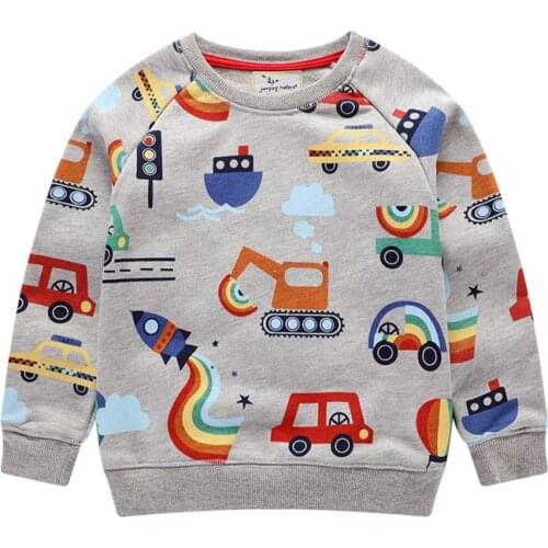 Jumping Meters Boys Rockets Sweatshirts New Arrival Baby Cotton Sweaters for Autumn Winter Children Top Cartoon Print Sport Tees