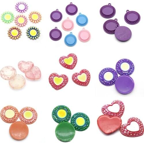 Round Heart Flower Shape Flatback Buttons Craft Embellishments For DIY Decoration Accessories,5Yc2072