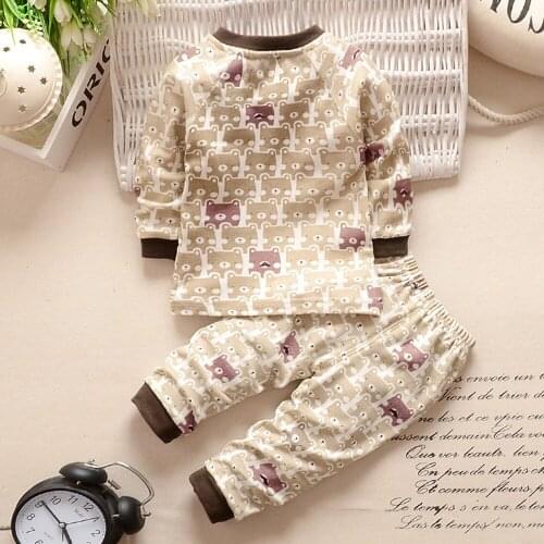 Hot Autumn Winter Newborn baby clothes Long Sleeve cute Cartoon Grizzly for girls boys Childrens 2pcs Set Outfits L1202