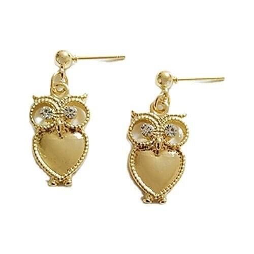 12 pair / lot Fashion jewelry gold metal owl Earrings