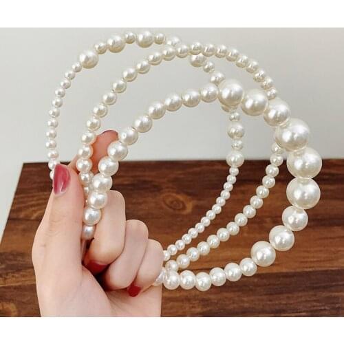 2021 New Women Elegant Full Pearls Hairbands Sweet Headband Hair Bundle Lady Hair Hoops Fashion Accessories Diadema Mujer