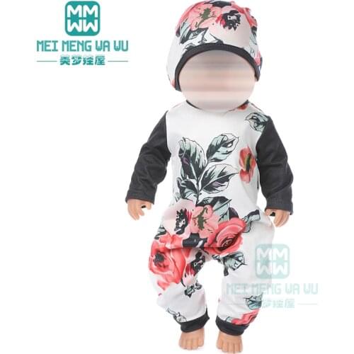 Doll Clothes Printed jumpsuit, home service for 43 cm toy new born doll baby 18 Inch American doll Our Generation
