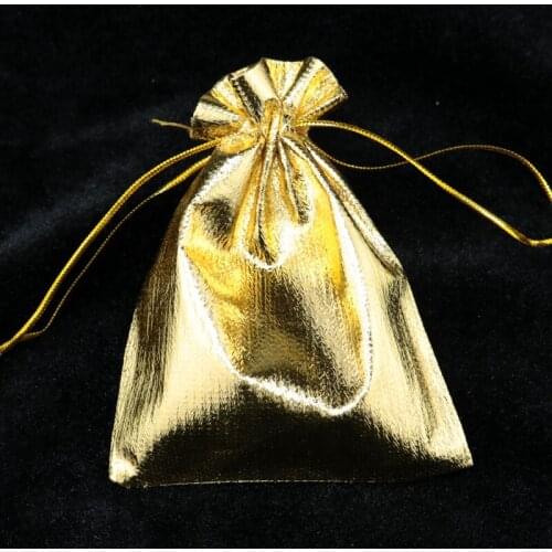 Wholesale 100pcs/lot 7x9cm Gold Cloth Gift Bag Drawstring Bag Jewelry Packing Bag Free Shipping