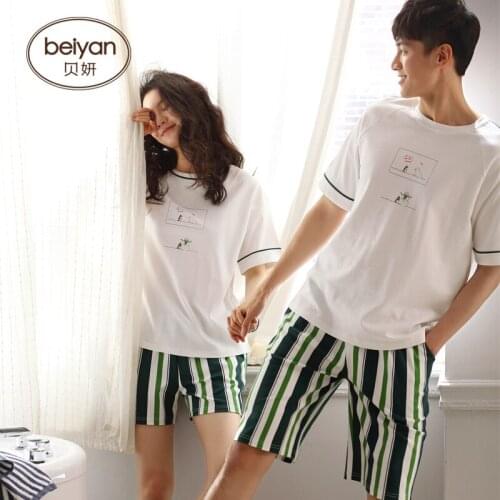 Lovers Female Pajamas Sets Hot Summer Short Sleeve Thin 2018 Pyjamas Home Furnishing Clothing Cartoon Print Cute loose sleepwear