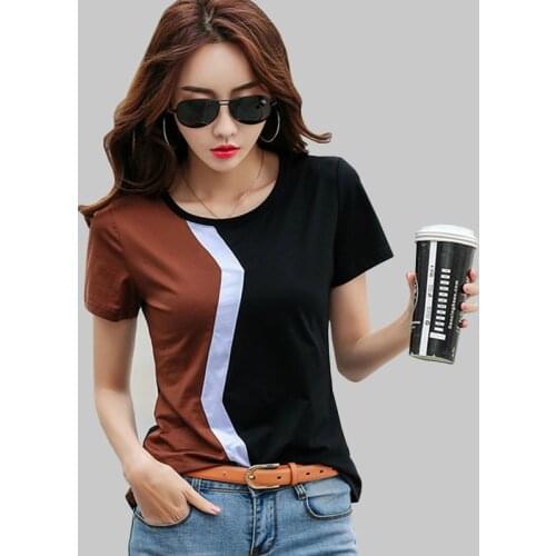 Simple Stitching Female Shirt Casual Women Tops 2021 Spring Summer Cool Short Sleeve Shirt Korean Style Fashion Blusas 3189