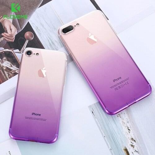 FLOVEME Clear Case for iPhone XR iPhone X XS MAX Ultra Slim Soft TPU Cases for iPhone 7 8 plus Gradient Color Phone Cover Fundas