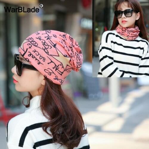 WarBLade New Women Hat Adult Spring Autumn Two Used Scarf Hats Casual Leaves Fashion Womens Cap Female Beanies Skullies Bonnet