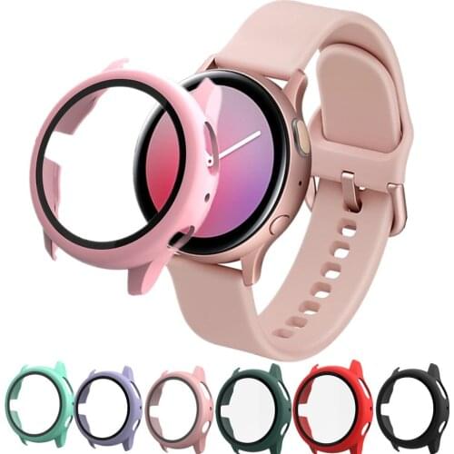 Glass+Case For Samsung Galaxy active2 44mm All-Around plastic cover bumper+Screen Protector Galaxy watch active 2 40mm
