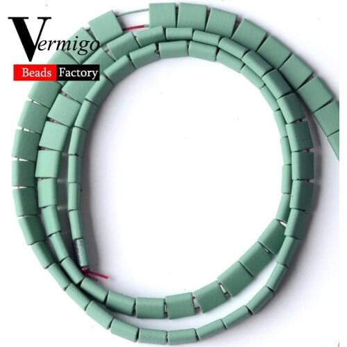 Light Green Double Hole Nanotech Rubber Hematite Square Beads For Jewelry Making 5*5mm Loose Beads Diy Bracelet Accessories 15