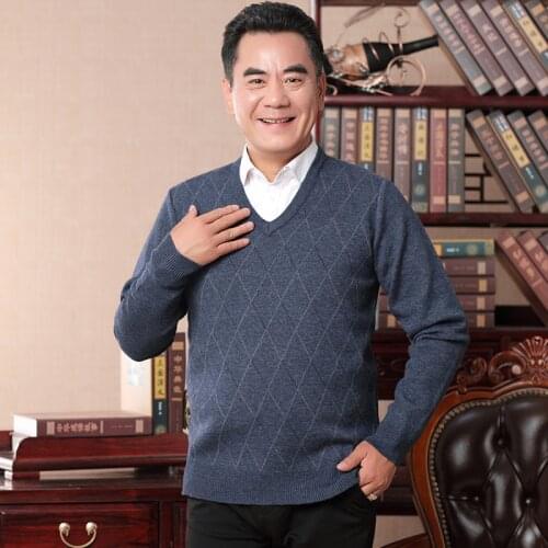 Sweater Men Pullover 2020 Autumn Winter Warm Classic V-neck Sweaters Male Plaid Jumper Jersey