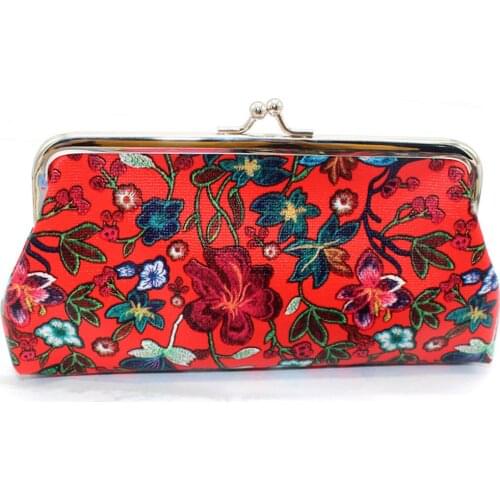 Women Leather Handbags Retro Printing Flower Leather Wallet Coin Purse Women Coin Purse Wallet Card Holders Handbag 2021 Sale