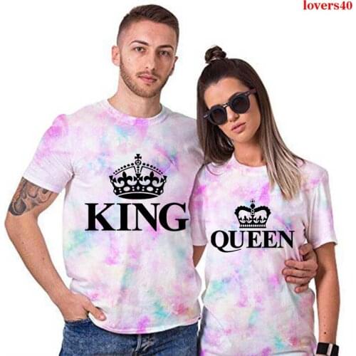 Short Sleeve Women New Summer Tops Tie Dye T Shirts Couple Clothes Harajuku Women Men Clothing Matching Soulmate Basic T-shirts