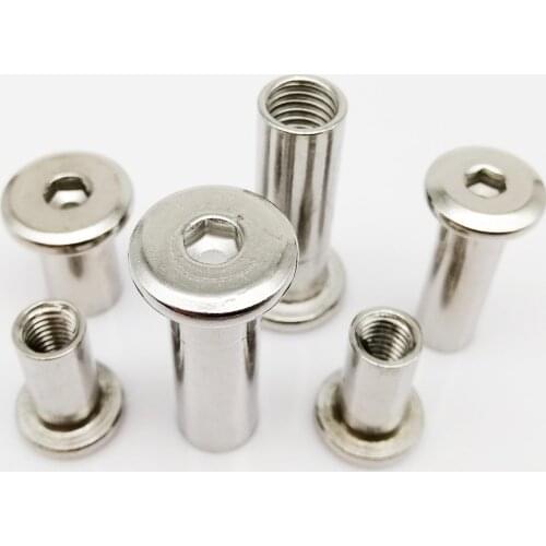 1/5pcs M6 M8 304 Stainless Steel Large Flat Hex Hexagon Socket Head Furniture Rivet Connector Insert Joint Sleeve Cap Nut