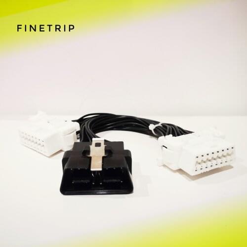 1Pcs Flat+Thin As Noodle OBDII OBD 2 OBD2 16 Pin ELM327 Male To Dual Female Y Splitter Elbow Extension Connector Cable