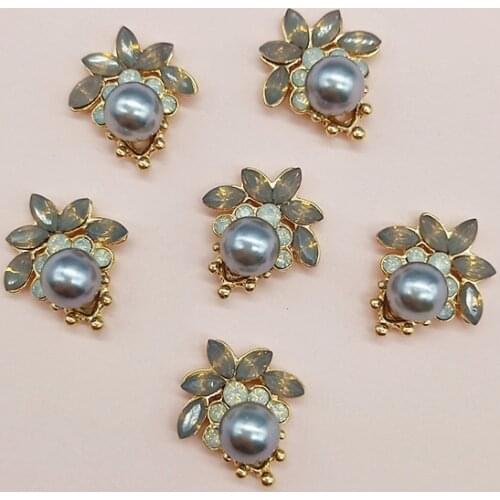 10Pieces/Lot 17*20mm Flower Rhinestone Buttons Flatback Decoration Craft Apparel Sewing DIY Jewelry Accessories