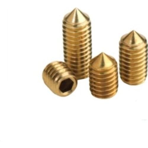 10pcs M3 M4 M5 M6 pure brass DIN914 hex socket cone point headness set gurb screw