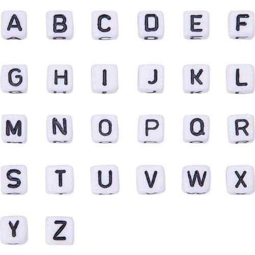 Pandahall 300Pcs Mixed White Acrylic Letter Beads Alphabet Cube Beads 6x6mm DIY Bracelet Beads Makings