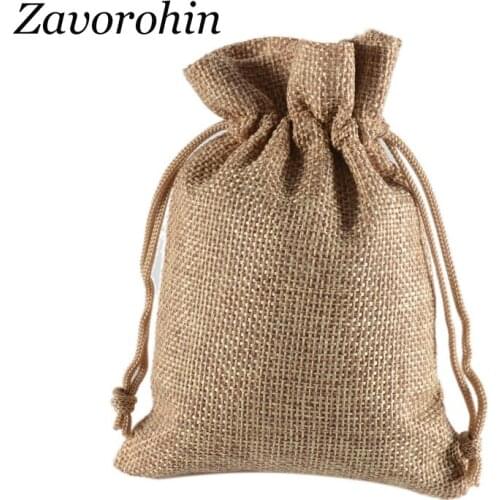 50pcs/lot 15*20cm, 17*23cm, 20*30cm Imitation Linen Shopping Bag Drawstring Travel Storage Bags Can Custom Print Logo