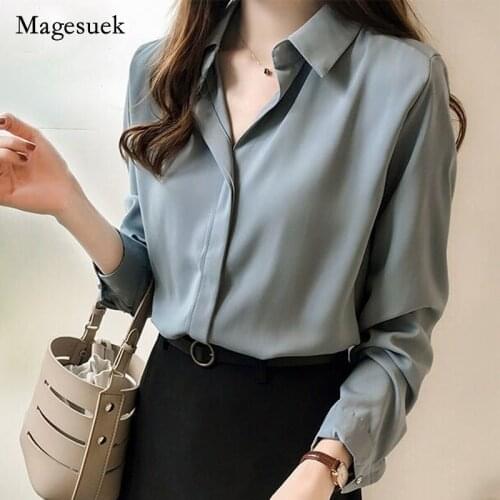 Spring Solid Plus Size Female Clothes Loose Shirt Women New Fashion Blouses Long Sleeve Blouse Simple OL Feminine Blusa 1181 40
