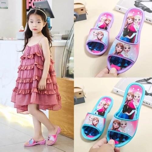 Disney childrens cartoon frozen princess girl non-slip soft sole home shoes slippers sandals