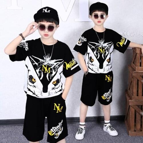 2021 Summer kid baby boy teenager Clothes Outfits Cartoon Cotton T-shirt + Shorts Suit Tracksuit Kids 5 6 7 8 9 10 12 13 14 Year