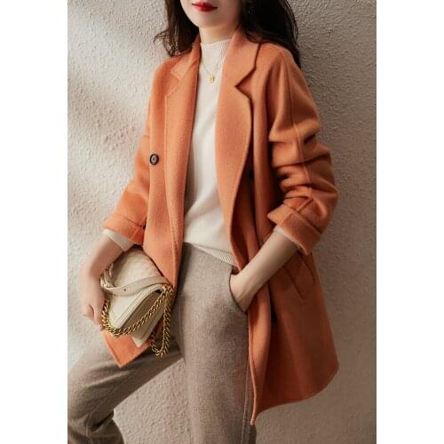 Suit Collar Double-breasted, Classic and Easy to Wear, Silk Wool Coat Jacket Women