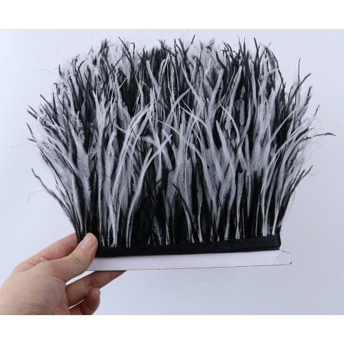 Two-Tone Tie-dye Natural Ostrich Feather Trim Ribbon High quality Ostrich Feather Fringe 1 meter Black Feather Dress/skirt Decor