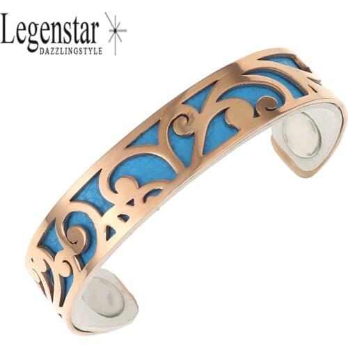 Legenstar Cloudy Stainless Steel Cuff Bangle &Bracelet for Women 14mm Interchangeable 10 Color leather Bracelet Pulseiras