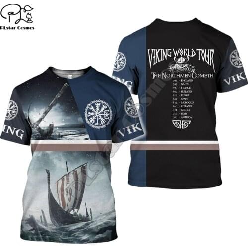 PLstar Cosmos Viking Warriors Vikings Tattoo Symbol Harajuku NewFashion 3DPrint Unisex Short Sleeves T-shirts Men/Women funny s3