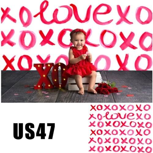 HUAYI Photography Backdrop Valentines Day Love XO pattern Photobooth Background Newborns Baby Child Studio Photo Backdrop US-47